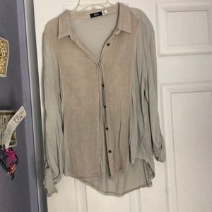 BDG taupe/light brown long sleeve button down top